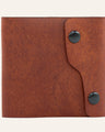MZ Leather Craft çift çıtçıtlı dil kapaklı kiremit Pueblo deri erkek cüzdanı, kapalı önden görünüm ve asimetrik kapak tasarımı 